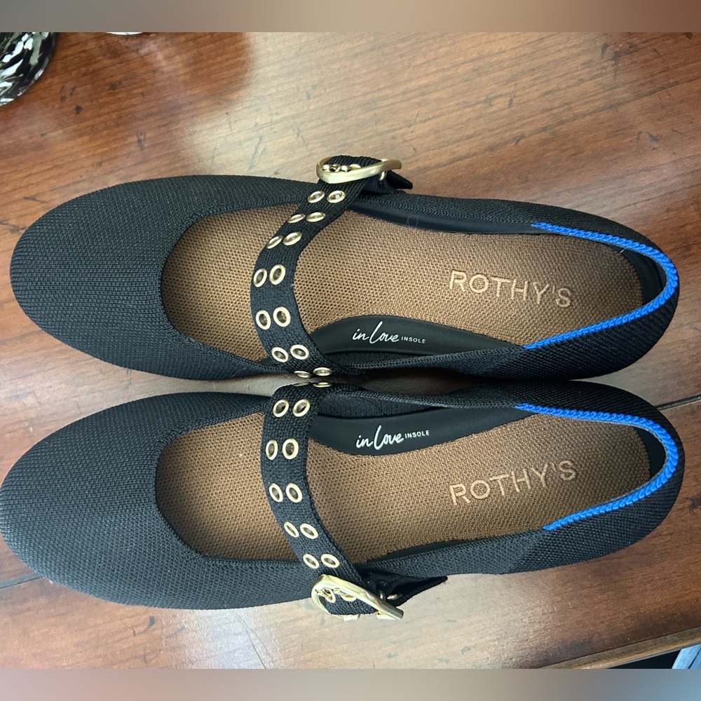 Rothys black with gold buckle!